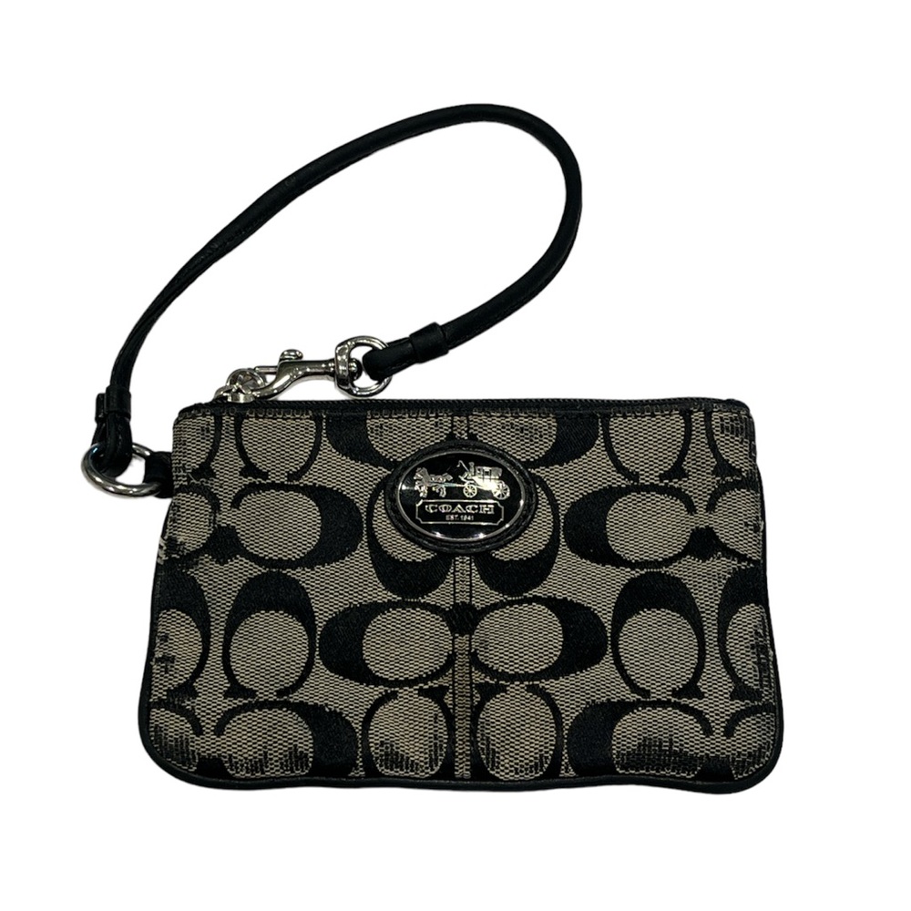 Coach black gray Signature C wristlet